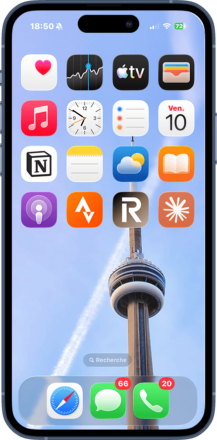 iPhone home screen surchargé d'applications